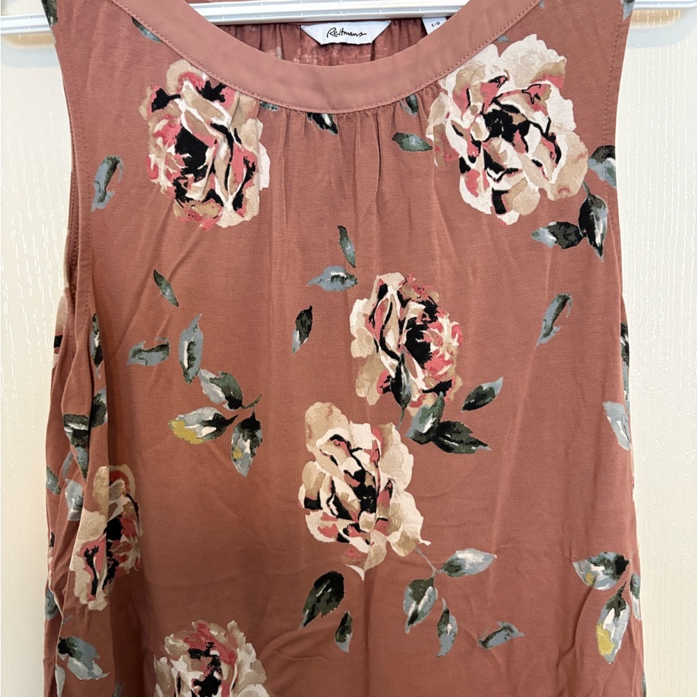Reitmans Floral Sleeveless Blouse - Brown and Pink